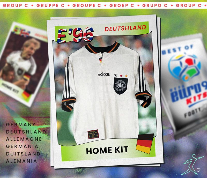 germany euro 98 home kit in white with large black crest