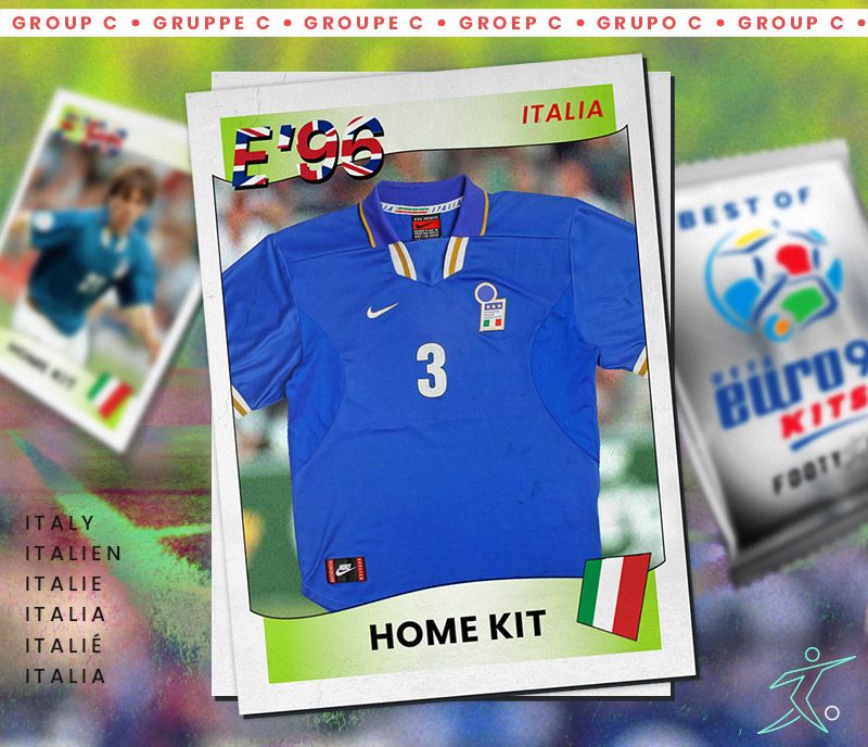 classy euro 96 italy home kit in blue with gold detailing