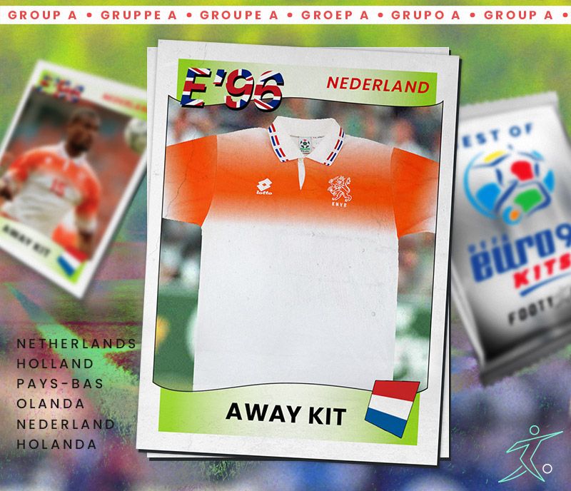 holland euro 96 away kit in white and orange