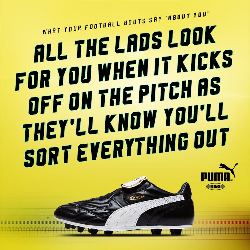 classic puma king boots with text saying you must be hard if you wear them