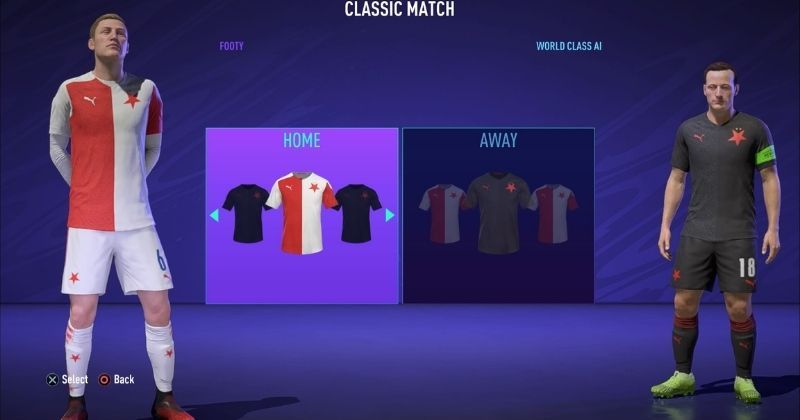 screenshot of slavia prague home and away kits from fifa 21