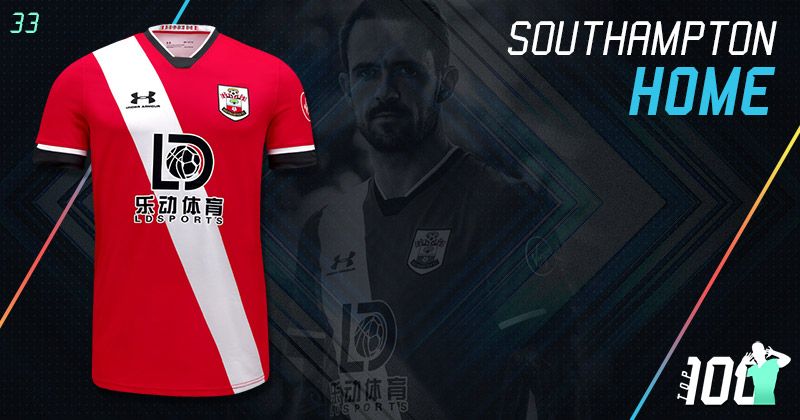 southampton 2020-21 red home kit with white sash