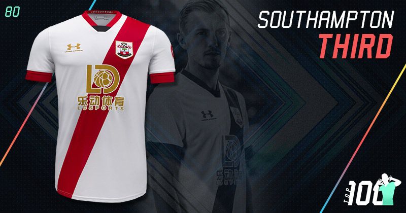 southampton 2020-21 white third kit with red sash