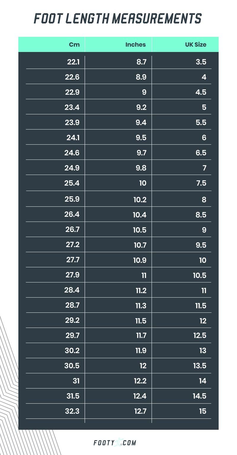 uk shoe sizing chart in inches and centimetres