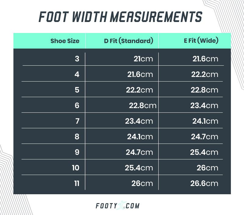 foot width uk feet measurements in inches and centimetres
