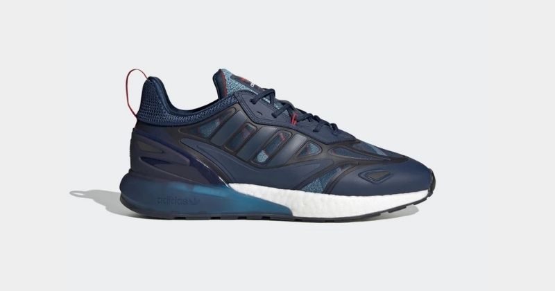 mens adidas arsenal zx boost 2 trainers in navy blue
