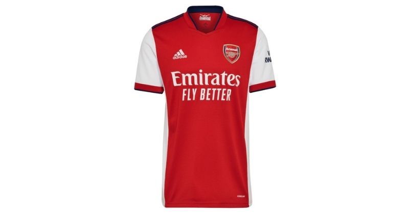 arsenal 2021-22 home shirt in red and white
