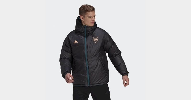 mens reversible adidas arsenal padded down jacket in black