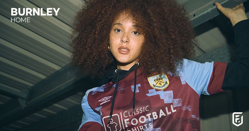 burnley 2022-23 home shirt in maroon and blue