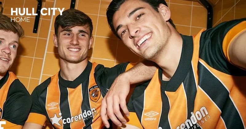hull city 2022-23 home shirt in amber and black