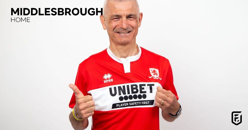 middlesbrough 2022-23 home shirt in red and white