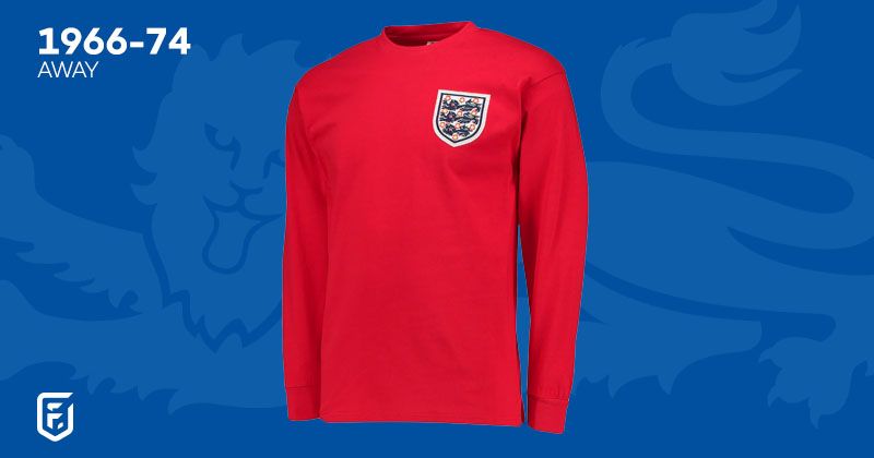england 1966-74 away shirt in red