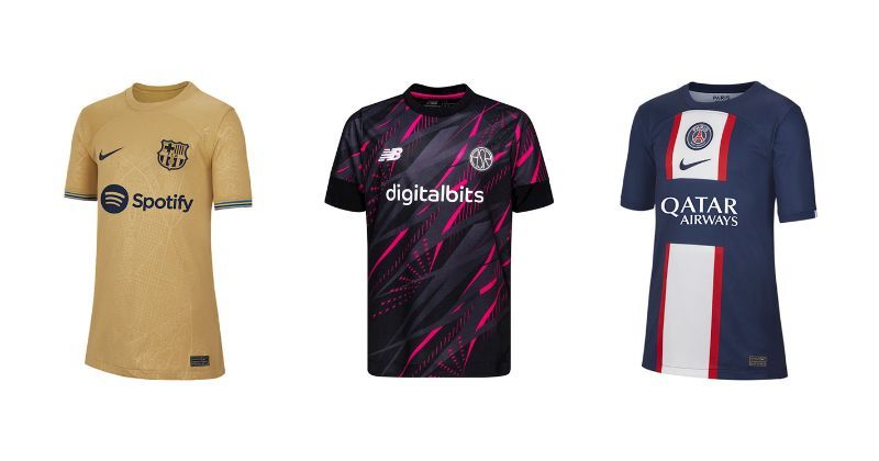 boys football kits barcelona roma and psg