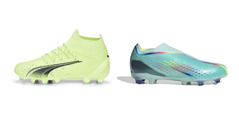 girls football boots in yellow and silver