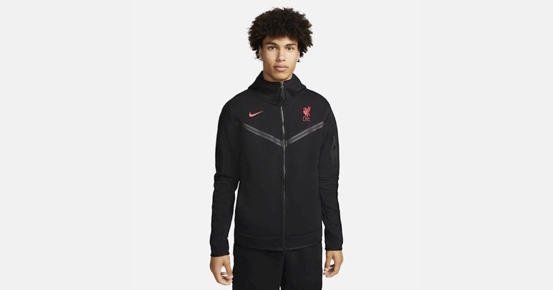 nike liverpool tech fleece jacket in black