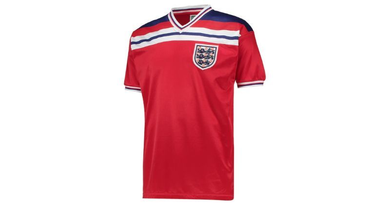 england 1982 away shirt in red