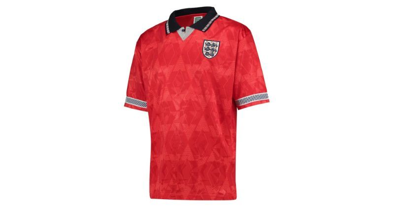 england 1990 away shirt in red