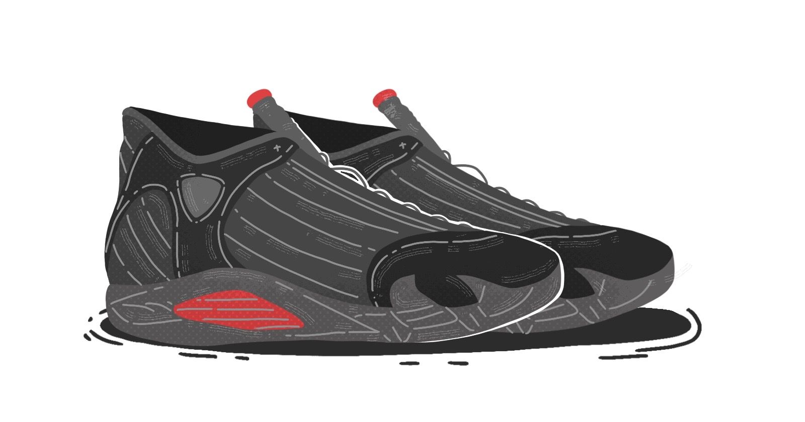 nike air jordan 14 trainers in black and red