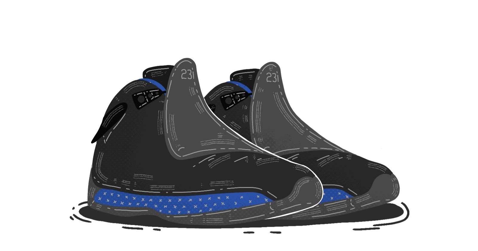 nike air jordan 18 trainers in black and blue