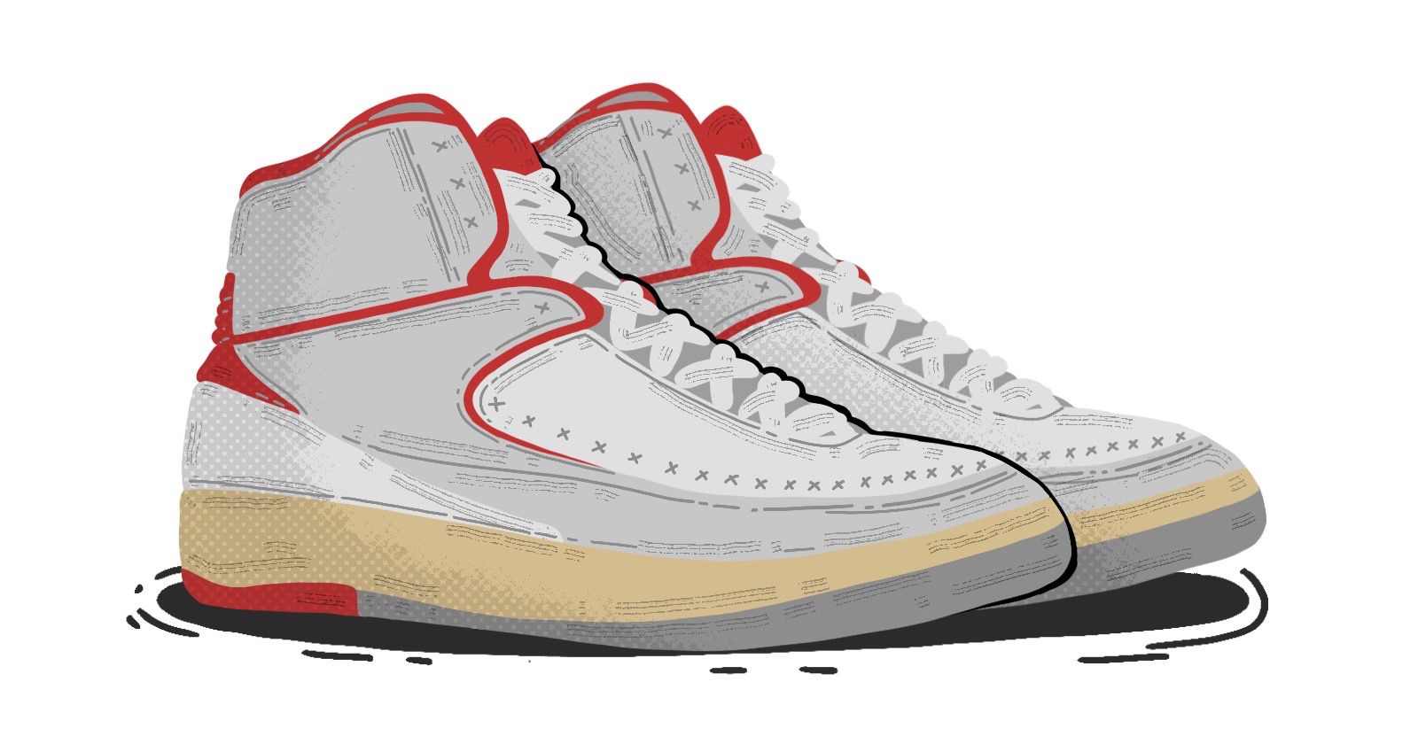 nike air jordan 2 trainers in white and grey