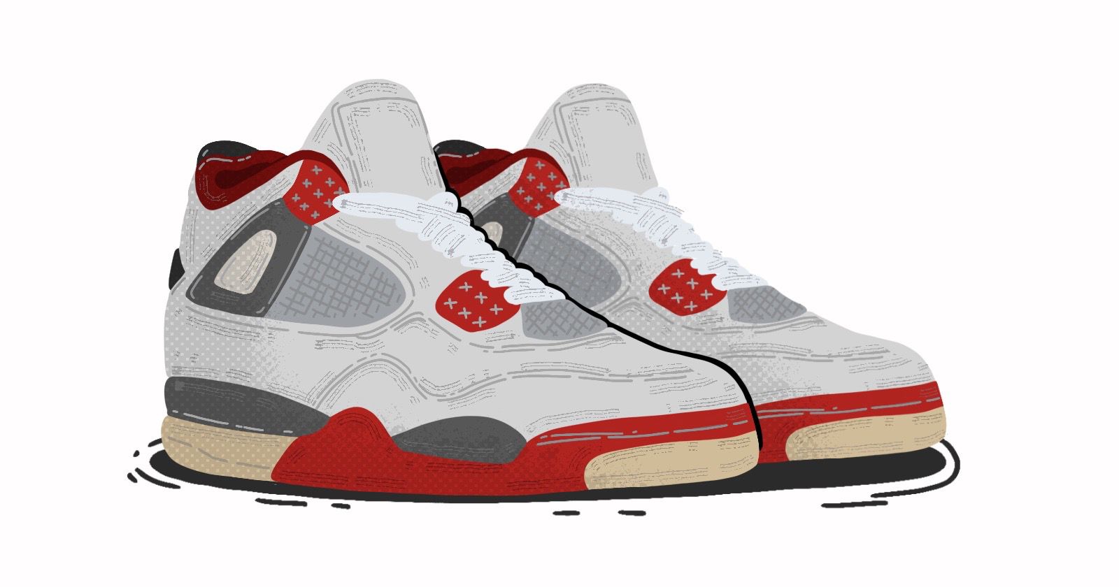 nike air jordan 4 trainers in white and red