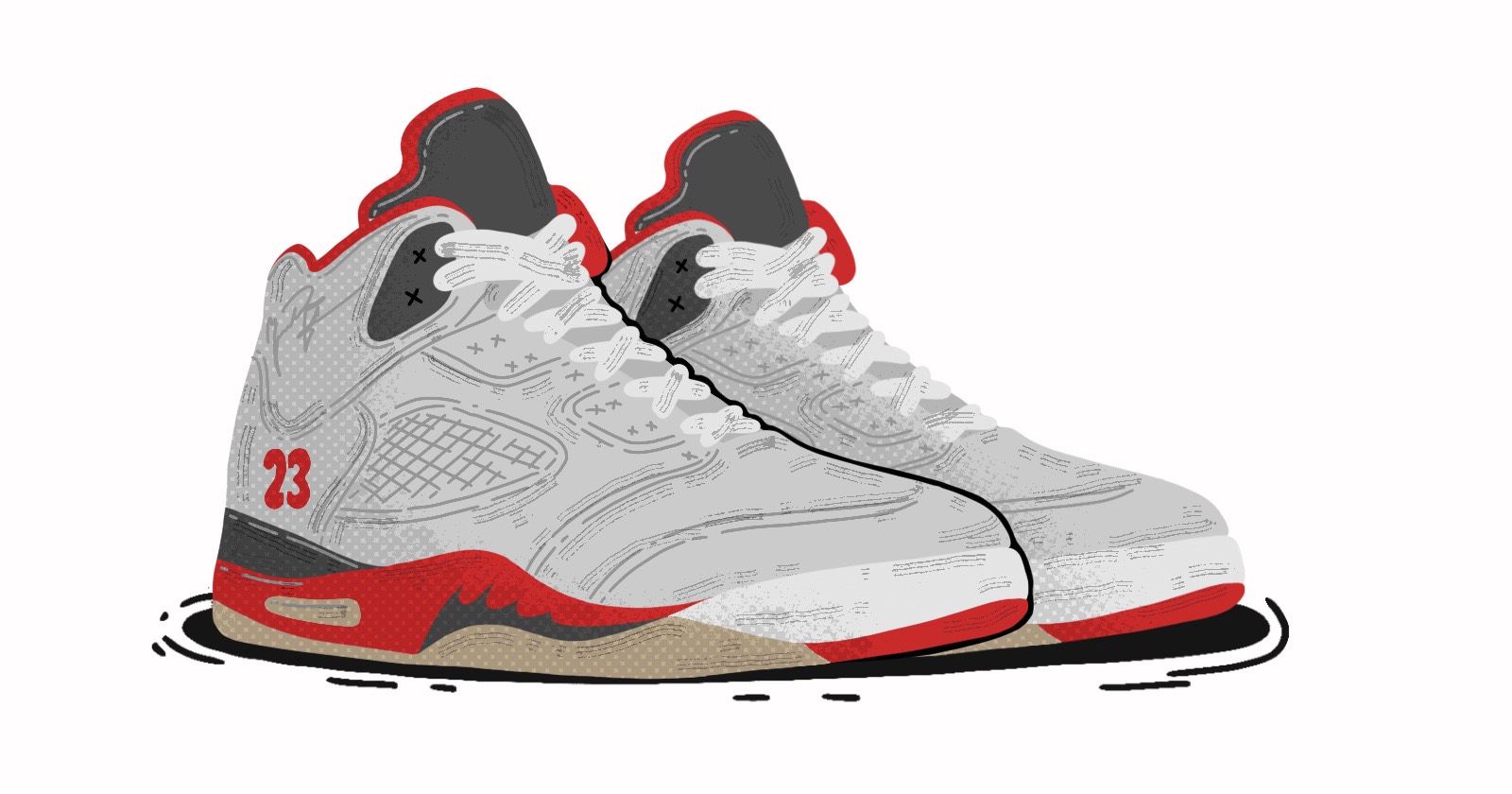 nike air jordan 5 trainers in grey and red
