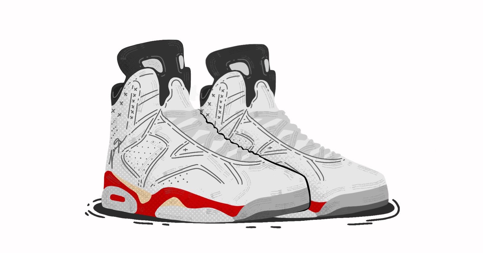 nike air jordan 6 trainers in white and red