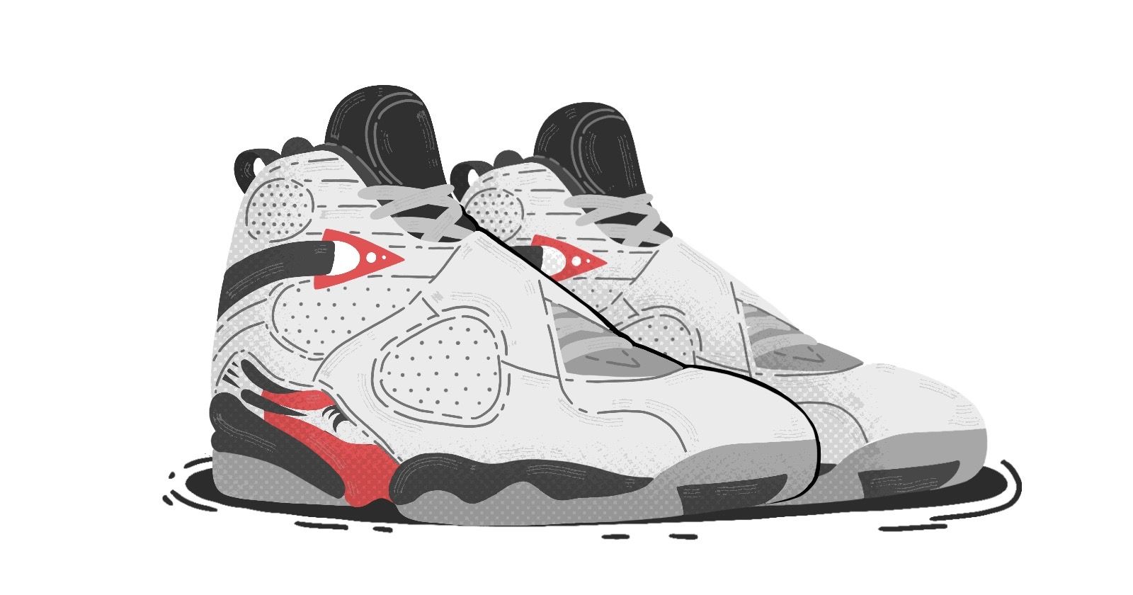 nike air jordan 8 trainers in white red and black