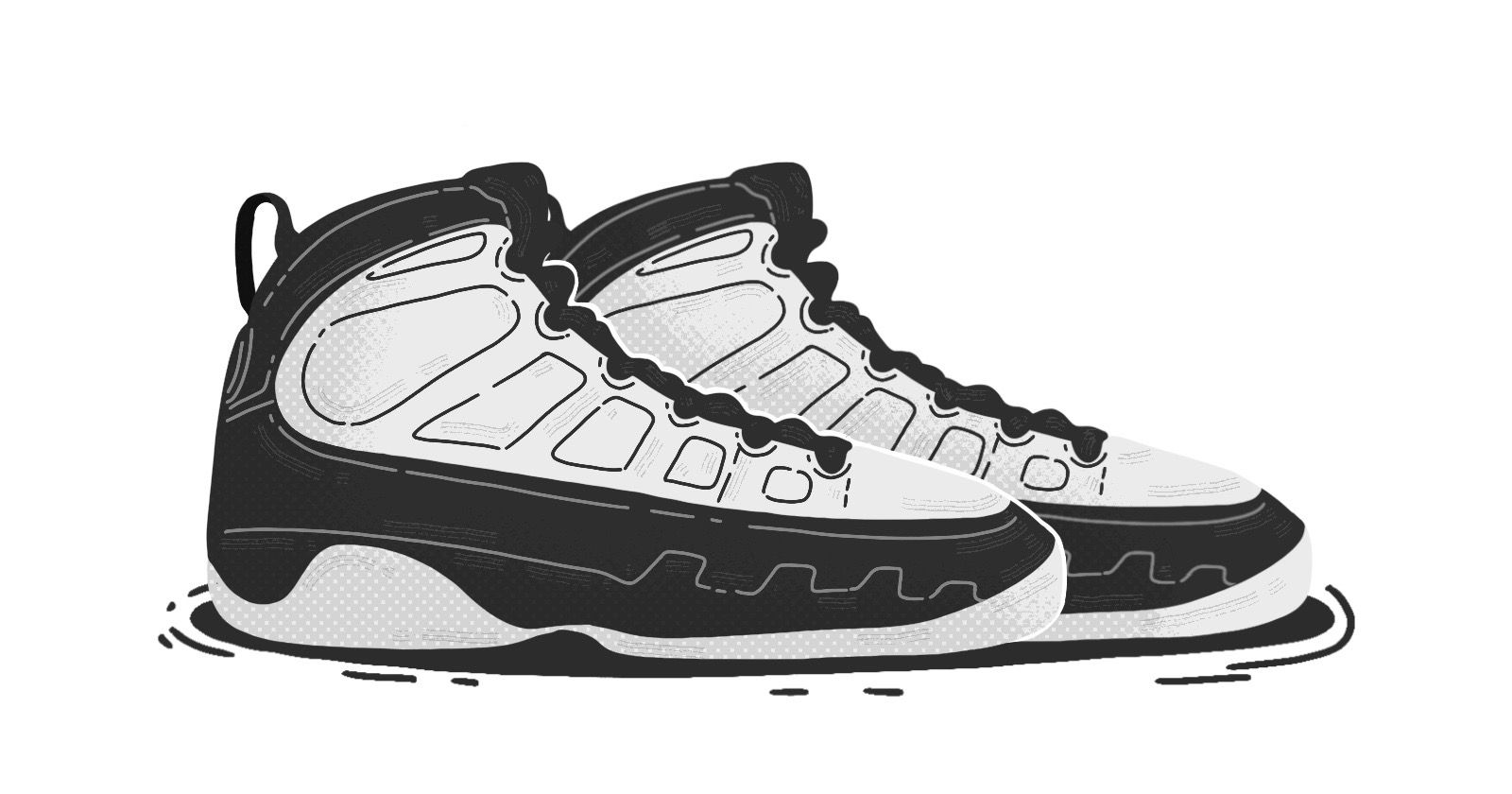 nike air jordan 9 trainers in black and white