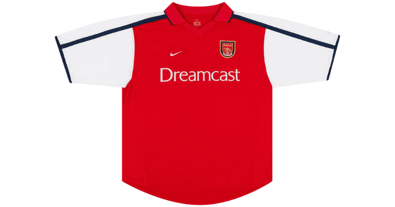 arsenal 2000-02 nike home shirt in red and white