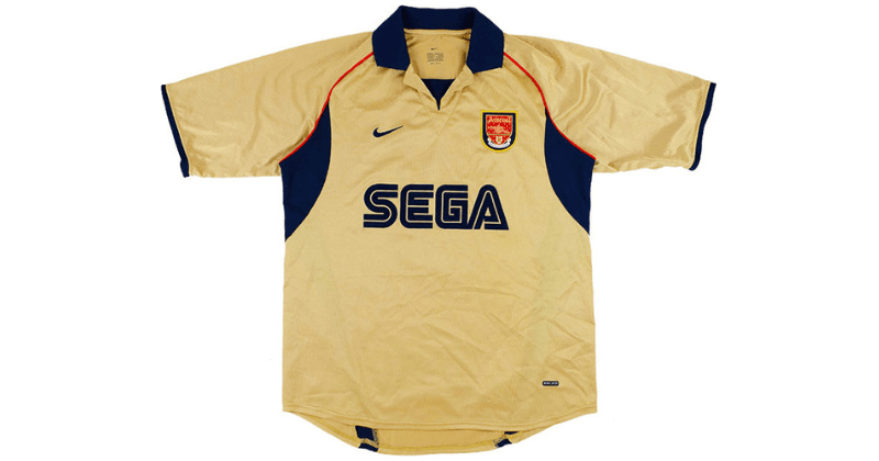 arsenal 2001-02 nike away shirt in gold