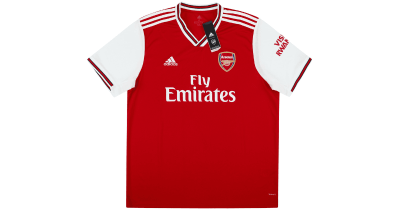 arsenal 2019-20 adidas home shirt in red and white