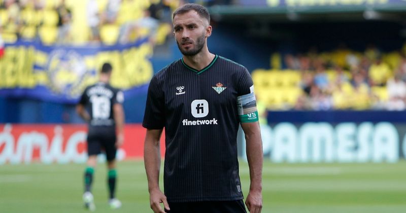 player wearing real betis 2023-24 third shirt on pitch