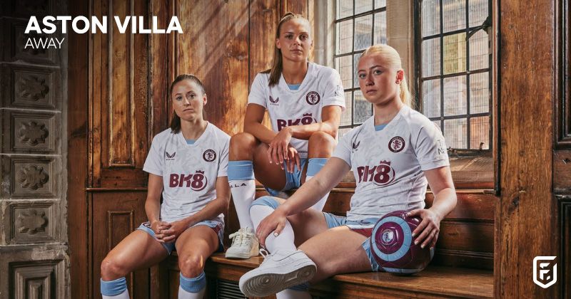 female players wearing aston villa 2023-24 away shirt in white