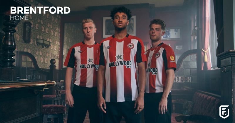 brentford 2023-25 home shirt in red black and white stripes