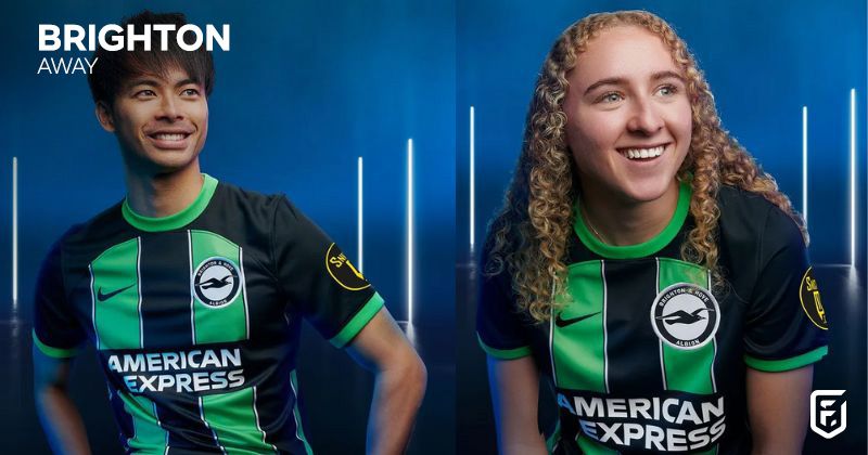brighton and hove albion 2023-24 away shirt in green and black