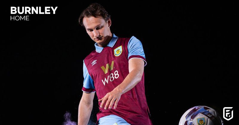 burnley 2023-24 home shirt in claret and blue
