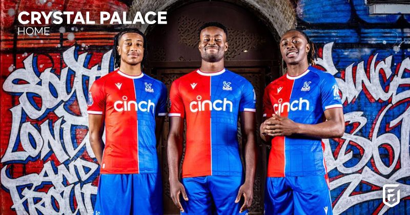 crystal palace 2023-24 home shirt in blue and red halves