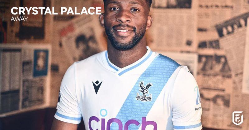 crystal palace 2023-24 away shirt in white with blue sash
