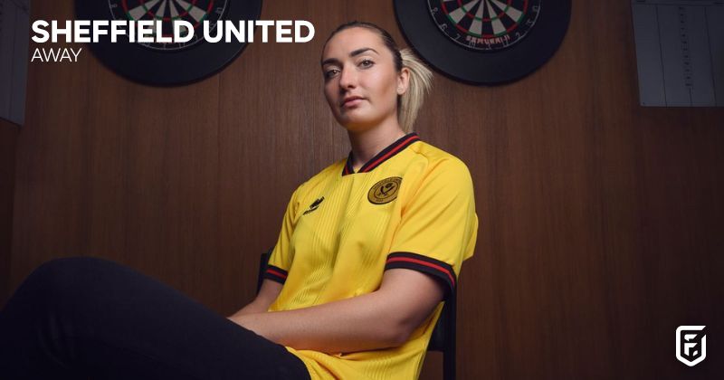 female player wearing sheffield united 2023-24 away shirt in yellow