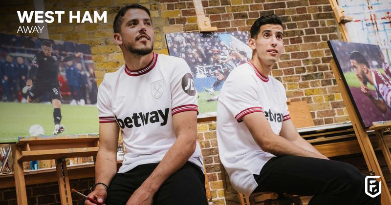 pablo fornals and nayef aguerd wearing west ham united 2023-24 away shirt in white